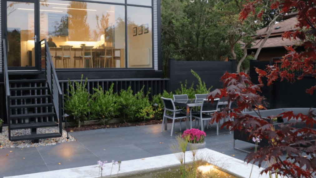 pond and patio